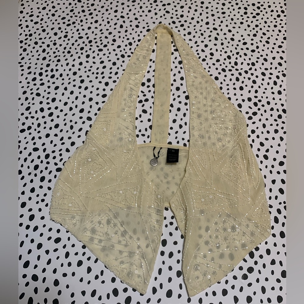 BKE Boutique cream beaded Bolero